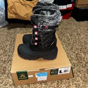 Kamik Star 3 Boots Youth Size 11 Black Waterproof Winter Snow Faux Fur Warm